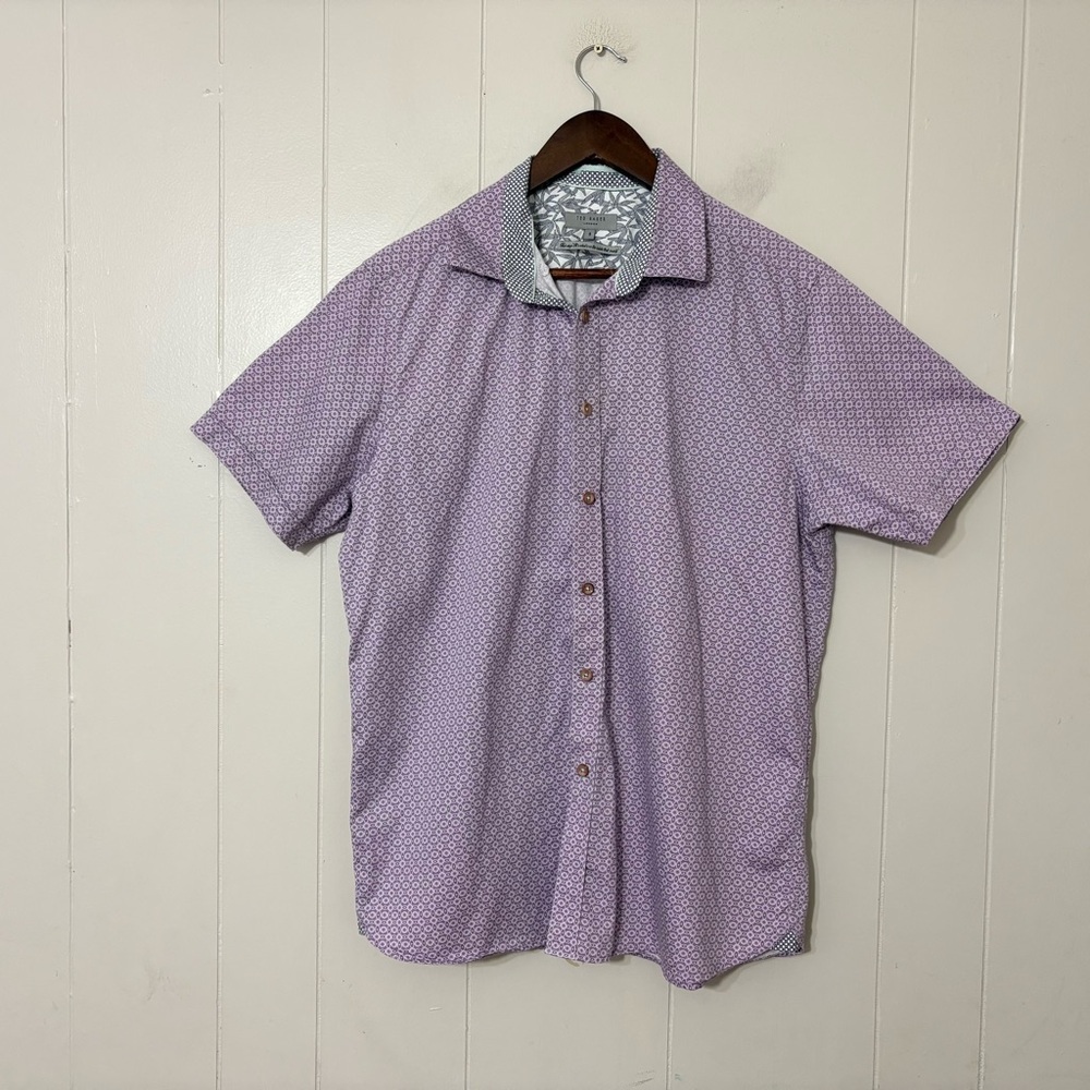 Ted Baker London Men’s Purple Button-Down Shirt Size 5 Short Sleeve